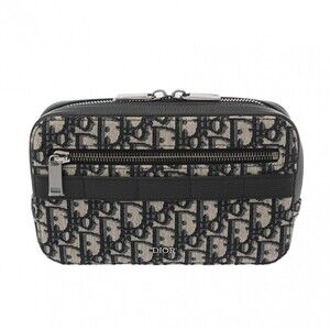 CHRISTIAN DIOR Oblique Belt Bag Navy Blue Canvas Leather Body